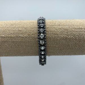 Stella & Dot Hematite Cupchain Bracelet Clear Stone